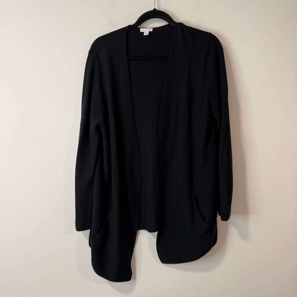 J.Jill Women's‎ Open Front Cardigan Sweater Wool Silk Blend 2X Black